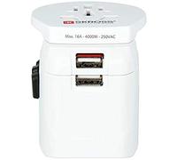 SKROSS | 1.302550 | PRO Light USB | Adaptateur de Voyage Universel 2-3 pôles + USB 2.4A - Tension et puissance : 100V - 630W / 250V - 1575W. Convient pour PC. Protection Contre les Chocs électriques