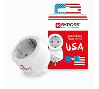 Skross Adaptateur voyage 1.500203-E Europe vers USA 15A 2/3 pôles CEE 7/7 vers NEMA 5-15 Blanc