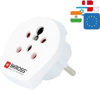 Adaptateur voyage India/Israël/Danemark vers Europe Blanc Skross