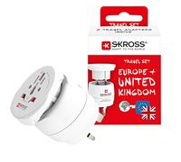 SKROSS 39768 Country Combo monde sur UK, prise UK 3 broches (type G), blanc - convient pour tous les appareils avec ou sans mise à la terre (2 et 3 pôles)