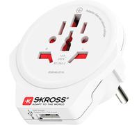 Skross Adaptateur de voyage Monde vers Europe – USB-A, 2/3 pôles, Blanc