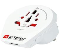 Skross Adaptateur de voyage 1.500267 World to UK – Prise anglaise et universelle, USB 2.4A