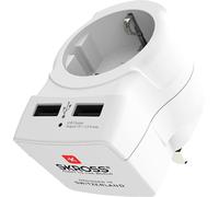 Adaptateur Chargeur Voyage 2 USB A 7A Europe vers UK 2/3 poles Blanc Skross