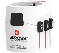 Skross Adaptateur de voyage Pro Light World 1103165, Universel 2/3 pôles pour 200 pays, Blanc