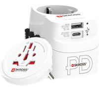 Skross Adaptateur de voyage universel Pro Light USB AC30PD World USB-A et USB-C PD 50W Blanc