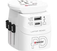 SKROSS 75253 Adaptateur de voyage PRO Light USB AC45PD, blanc - 45 W, 1x USB-C™ et 1x USB-A plus fiche secteur internationale pour appareils à 2 et 3 pôles