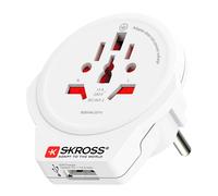 Skross Adaptateur de voyage Monde vers Europe – USB-A, 2/3 pôles, Blanc