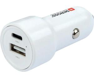 SKROSS Chargeur double pour voiture 65W PD avec câble USB-C blanc (SKCHCA0365WPDCN)