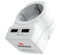 SKROSS Country Travel Adapter - Adaptateur secteur - 15 A - 3 connecteurs de sortie (2 x USB, puissance USA à 2 pôles) - blanc