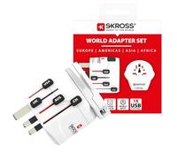 SKROSS Monde & USB 2 en 1 - Adaptateur de Voyage Universel Depuis et vers Le Monde - Tension et Puissance : 100V - 700W/250V - 1750W - Prise USB 2,4 A - Protection Contre Les Chocs électriques