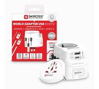 Adaptateur de voyage SKROSS Monde vers monde + 1 USB A + 1 USB C