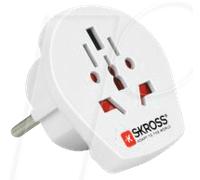 Skross Adaptateur de voyage 1.500211C-E Monde vers Europe 16A 4000W Type E/F Compact Blanc