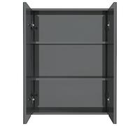 SKTQYQO Armoire miroir pour salle de bain 60 x 15 x 75 cm MDF gris brillant | 2 portes, 3 compartiments, capacité 20 kg, verre et MDF mélaminé, assemblage requis