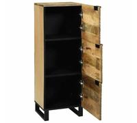 SKTQYQO Buffet marron 40 x 33 x 110 cm en bois massif de manguier | 3 portes, étagères transparentes, robuste et durable, pour le salon