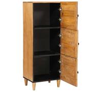 SKTQYQO Buffet marron clair 40 x 33 x 110 cm | Bois massif de mangue, 3 étagères, design multifonctionnel, montage facile