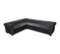 SKTQYQO Canapé d'angle Chesterfield 6 places noir simili cuir