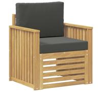 SKTQYQO Ensemble canapé d'extérieur en bois d'acacia blanc avec coussin anthracite | Résistant aux intempéries, charge maximale de 110 kg, polyester, facile d'entretien, canapé moyen avec accoudoirs