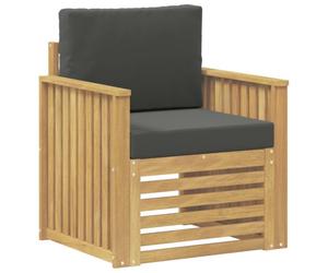 SKTQYQO Ensemble canapé d'extérieur en bois d'acacia blanc avec coussin anthracite | Résistant aux intempéries, charge maximale de 110 kg, polyester, facile d'entretien, canapé moyen avec accoudoirs