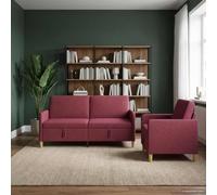SKTQYQO Ensemble de canapés 2 pièces rouge vin polyester avec rangement | Siège relevable, structure métallique, housse amovible, 4 places, 172 x 78 x 87 cm