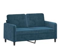 SKTQYQO Ensemble de canapés 3 pièces bleu velours 2 places | Contreplaqué et métal, assise 120-140 cm, repose-pieds inclus, 4 coussins