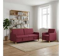 SKTQYQO Ensemble de canapés avec rangement 2 pièces rouge vin polyester | Siège relevable, cadre en métal, housse amovible, 4 places, 192 x 78 x 87 cm