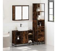 SKTQYQO Ensemble de meubles de salle de bain 3 pièces chêne fumé 80 x 33 x 60 cm