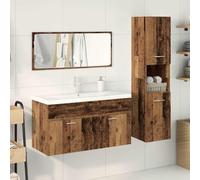 SKTQYQO Ensemble de meubles de salle de bain 4 pièces en bois vieilli 90 cm