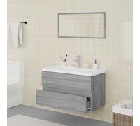 SKTQYQO Ensemble de meubles de salle de bain gris Sonoma bois multicouche 80 cm