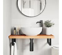 SKTQYQO Étagère lavabo murale 80 x 40 x 4 cm en bois massif de hêtre noir | Support en acier - Charge maximale de 100 kg - Montage flexible - Sans trous pour lavabo - Peu encombrant