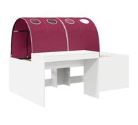 SKTQYQO Lit haut 3 pièces blanc rouge avec bureau | Bois d'ingénierie, 193 x 133,5 x 61 cm, 120 kg, utilisation en intérieur