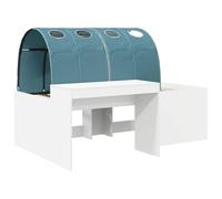 SKTQYQO Lit haut avec bureau 3 pièces blanc bleu clair | Bois d'ingénierie, 193 x 133,5 x 61 cm, 120 kg, montage facile, utilisation en intérieur