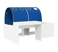 SKTQYQO Lit haut avec bureau 3 pièces blanc et bleu | Bois d'ingénierie, 193 x 133,5 x 61 cm, 120 kg, intérieur uniquement
