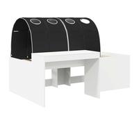 SKTQYQO Lit haut avec bureau 3 pièces blanc et noir | Bois d'ingénierie, 193 x 133,5 x 61 cm, 120 kg, utilisation intérieure, montage facile