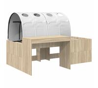 SKTQYQO Lit haut avec bureau 3 pièces, chêne sonoma et blanc | Bois d'ingénierie robuste, design moderne, montage facile, utilisation intérieure, 193 x 133,5 x 61 cm