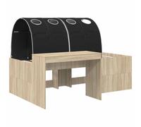 SKTQYQO Lit haut avec bureau 3 pièces chêne sonoma et noir | Bois d'ingénierie, 193 x 133,5 x 61 cm, 120 kg, intérieur uniquement, montage facile