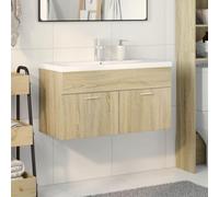 SKTQYQO Meuble de salle de bain avec lavabo intégré Chêne Sonoma 90 cm