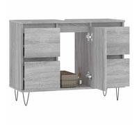 SKTQYQO Meuble de salle de bain gris sonoma 80 x 33 x 60 cm bois multicouche | 1 porte, 4 tiroirs, pieds en fer, style industriel, montage de porte flexible
