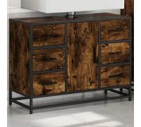 SKTQYQO Meuble lavabo salle de bain chêne fumé 80 x 33 x 60 cm