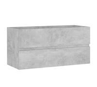SKTQYQO Meuble sous lavabo 90 cm gris béton bois multicouche | Lavabo en céramique blanche avec trop-plein, surface vitrée, 1 tiroir, facile à nettoyer