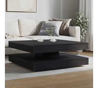 SKTQYQO Table basse pivotante à 360 degrés Noir 90 x 90 x 34,5 cm | Panneau de particules résistant, large étagère inférieure, design moderne pour le salon