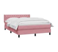 SKTQYQO Tour de lit à ressorts Rose 140 x 210 cm en velours | Matelas à ressorts ensachés, tête de lit réglable, protège-matelas lavable, sommier à lattes