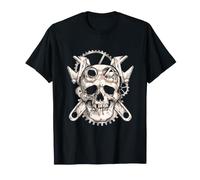 Skull Mechanic Cross Tools Automotive Skull T-Shirt