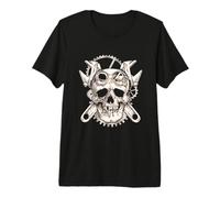 Skull Mechanic Cross Tools Automotive Skull T-Shirt Haut de Gamme