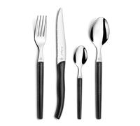 Lou Laguiole 2271AAPA23C40 Sky Couverts de Table/Coffret 6 Personnes Acier Inoxydable/Abs/Effet Cuir Noir 14 x 7,5 x 24,5 cm