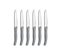 Lou Laguiole 2271GYMB02K35 Sky Coffret 6 couteaux steak, Acier inoxydable/Manche couleur effet cuir Gris, 27,5 x 20 x 3 cm