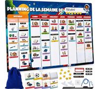 SKYCROO ® Calendrier Enfant Educatif Montessori - Semainier Enfant - Organisateur Magnetique Routine Enfant Pour Enfants Tdah Autisme Planning Semaine Tableau Magnétique Ans Taches Soir Journalier