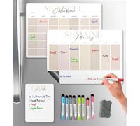 SKYCROO ® Calendrier Magnetique Frigo x3 + Accessoires - Planificateur Hebdomadaire + Mensuel + Mémo Aimanté Planning Semaine Tableau Magnétique Organisateur Familial Planner Semainier Tableaux Blanc