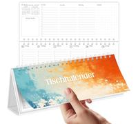 SKYDUE Calendrier de table 2026 horizontal, calendrier 2025, calendrier hebdomadaire de juillet 2025 à décembre 2026, calendrier sur pied avec 1 semaine sur 2 pages, calendrier 29,7 x 11,7 cm (orange)