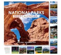 SKYDUE Calendrier mural 2026-2027 30,5 x 61 cm ouvert, calendrier des parcs nationaux de juillet 2026 à décembre 2027 avec autocollants, calendrier mensuel en papier épais pour l'organisation et la
