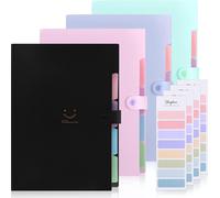 SKYDUE Pack de 4 chemises extensibles, Chemise avec compartiments, Chemise pour documents A4 avec étiquettes, Chemise d'archives, Système de cartes d'archives, Chemise pour courrier, Organisateur de d